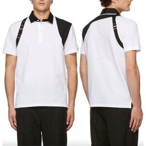 Alexander McQueen White Black Buckle Polo Shirt Unisex size Small
